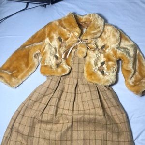 Youth wool dress import from Germany with fluffy embroidered bolero